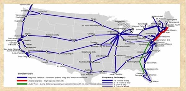Разветвленная сеть железных дорог США
