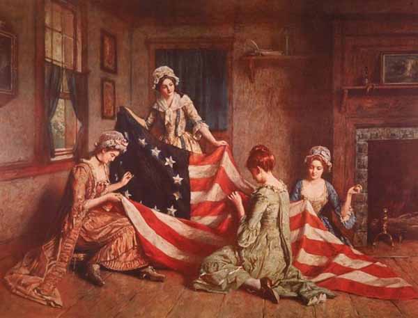 Женщины вышивают Американский флаг