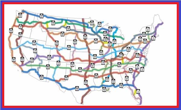 Карта главных автомобильных дорог США