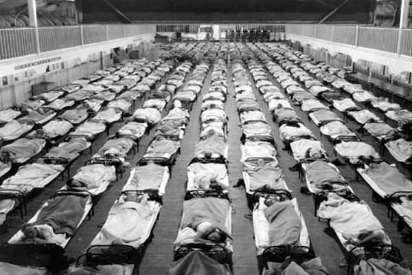 Госпиталь в эпидемию испанки 1918 года, США.