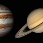 Планеты Сатурн и Юпитер с Бордвока ранней осенью
