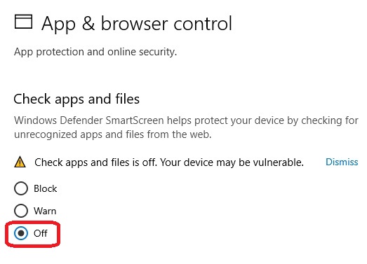 Windows Security App&browser control