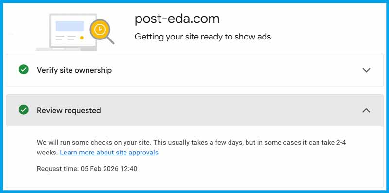 post-eda.com Review requested AdsSense